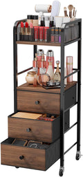 Rolling Makeup Cart Organizer with Drawers - Compact Skincare Storage
