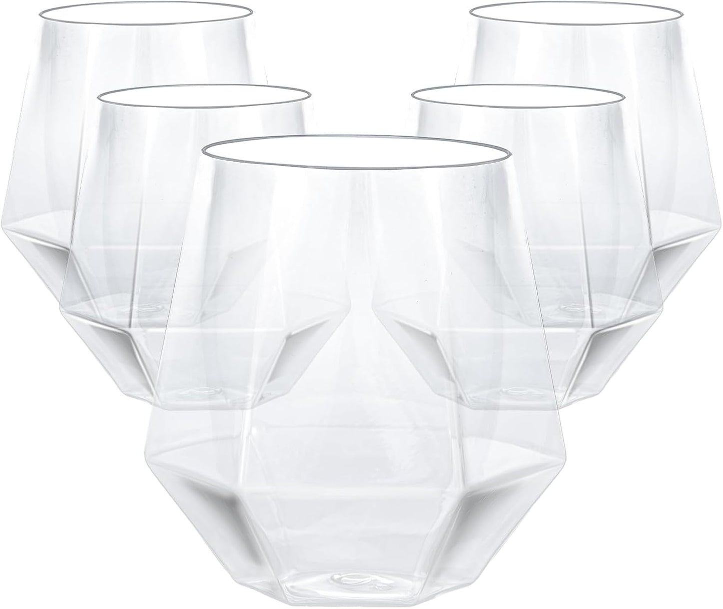 40 PCS Diamond Stemless Plastic Wine Glasses for Any Occasion