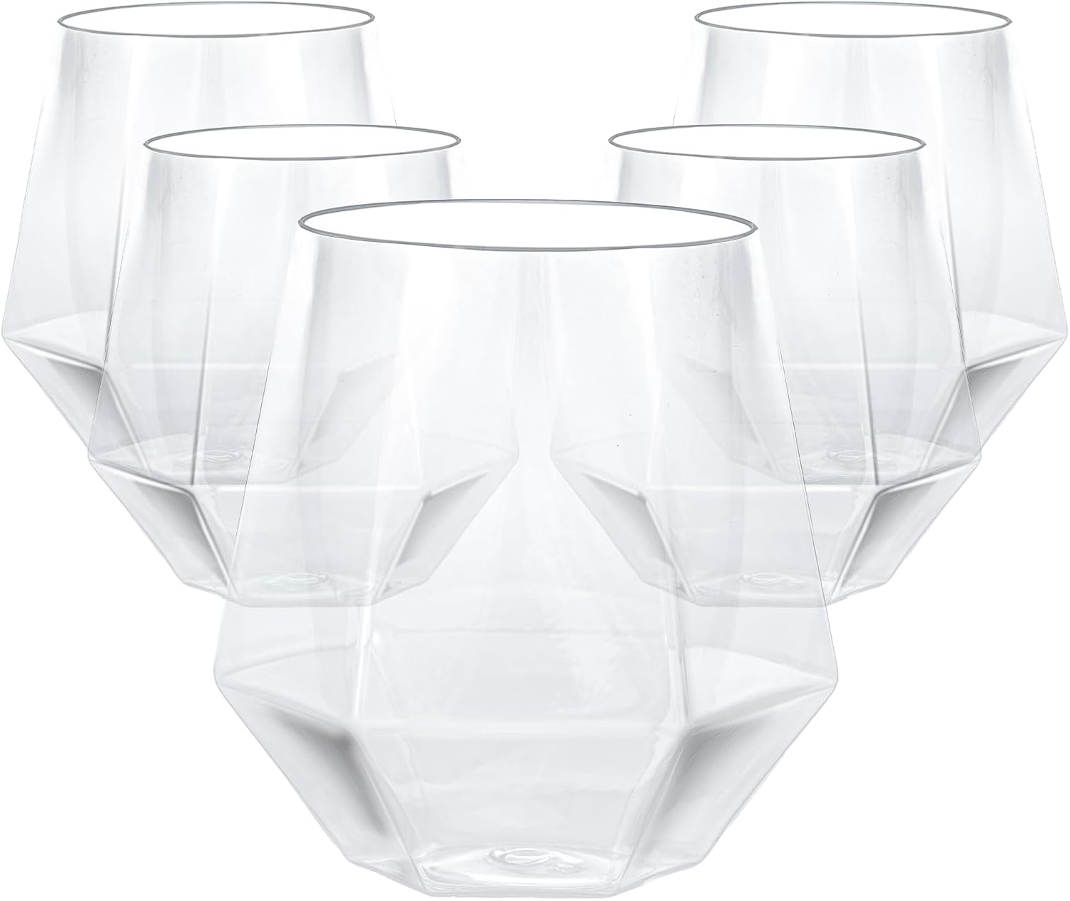 40 PCS Diamond Stemless Plastic Wine Glasses for Any Occasion