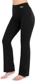 Straight Leg Yoga Pants for Women - Deep Black, Tummy Control