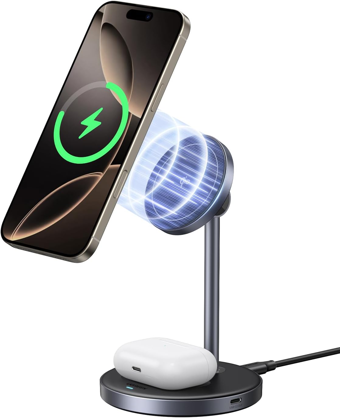 UGREEN 15W Magnetic Wireless Charger: Fast Charging for iPhone & AirPods