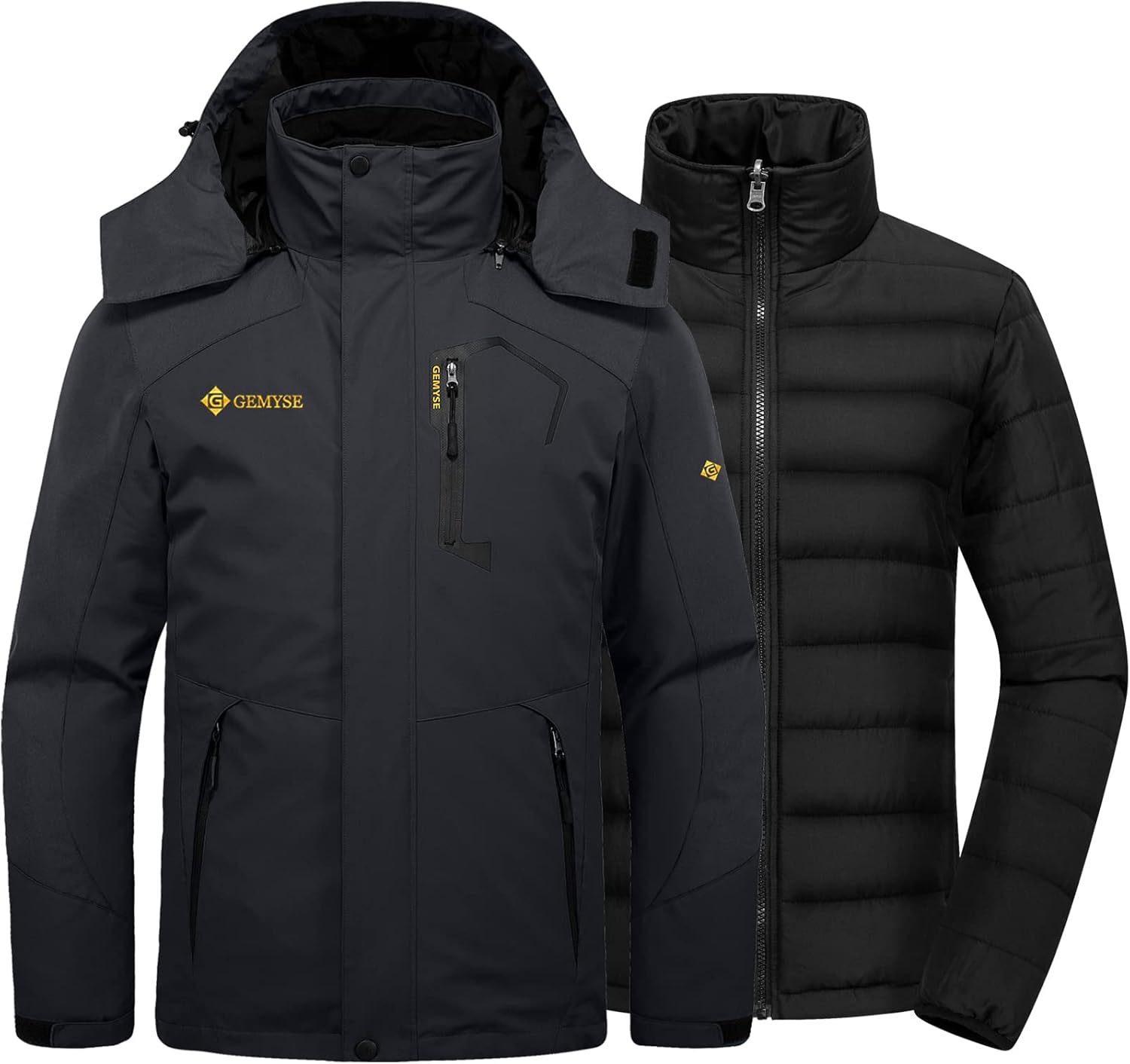 GEMYSE Men's Waterproof 3-in-1 Ski Snow Jacket for Winter Sports
