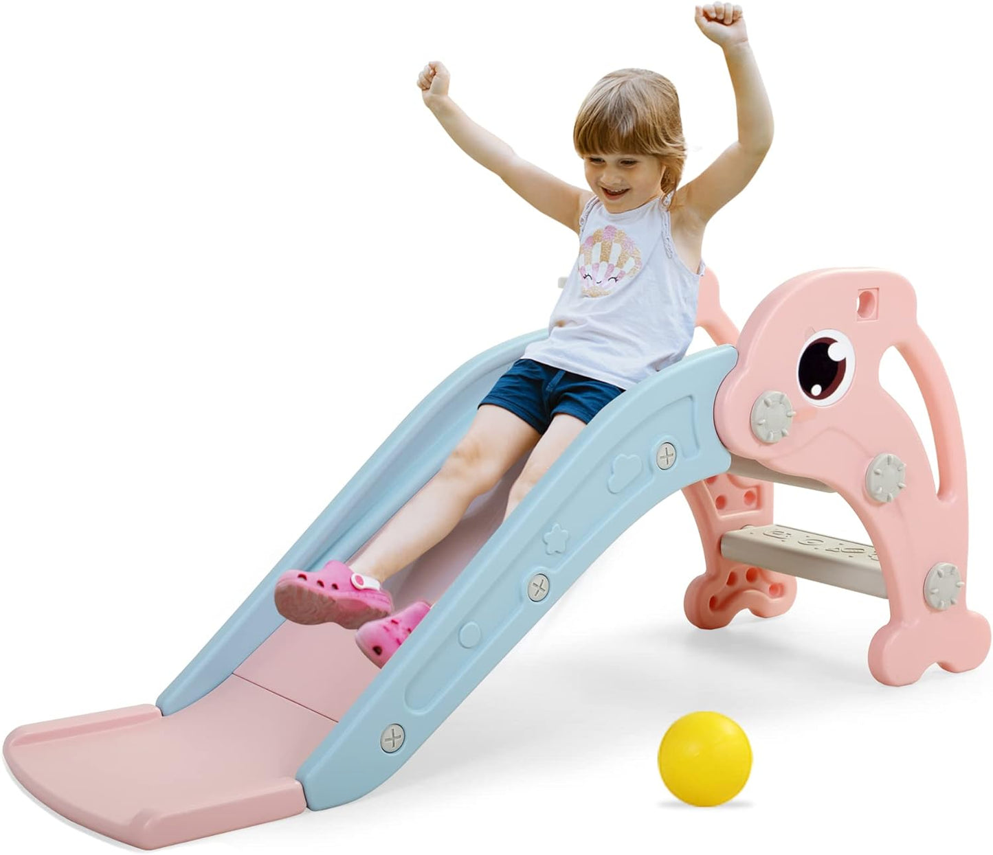 3 in 1 Toddler Slide Climber Playset with Basketball Hoop Fun