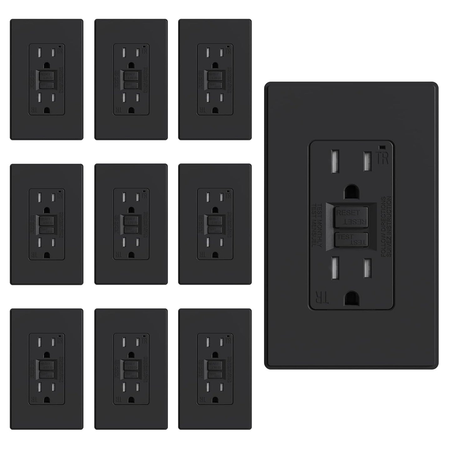 ELEGRP GFCI Outlet 15 Amp with Self-Test and Tamper Resistance