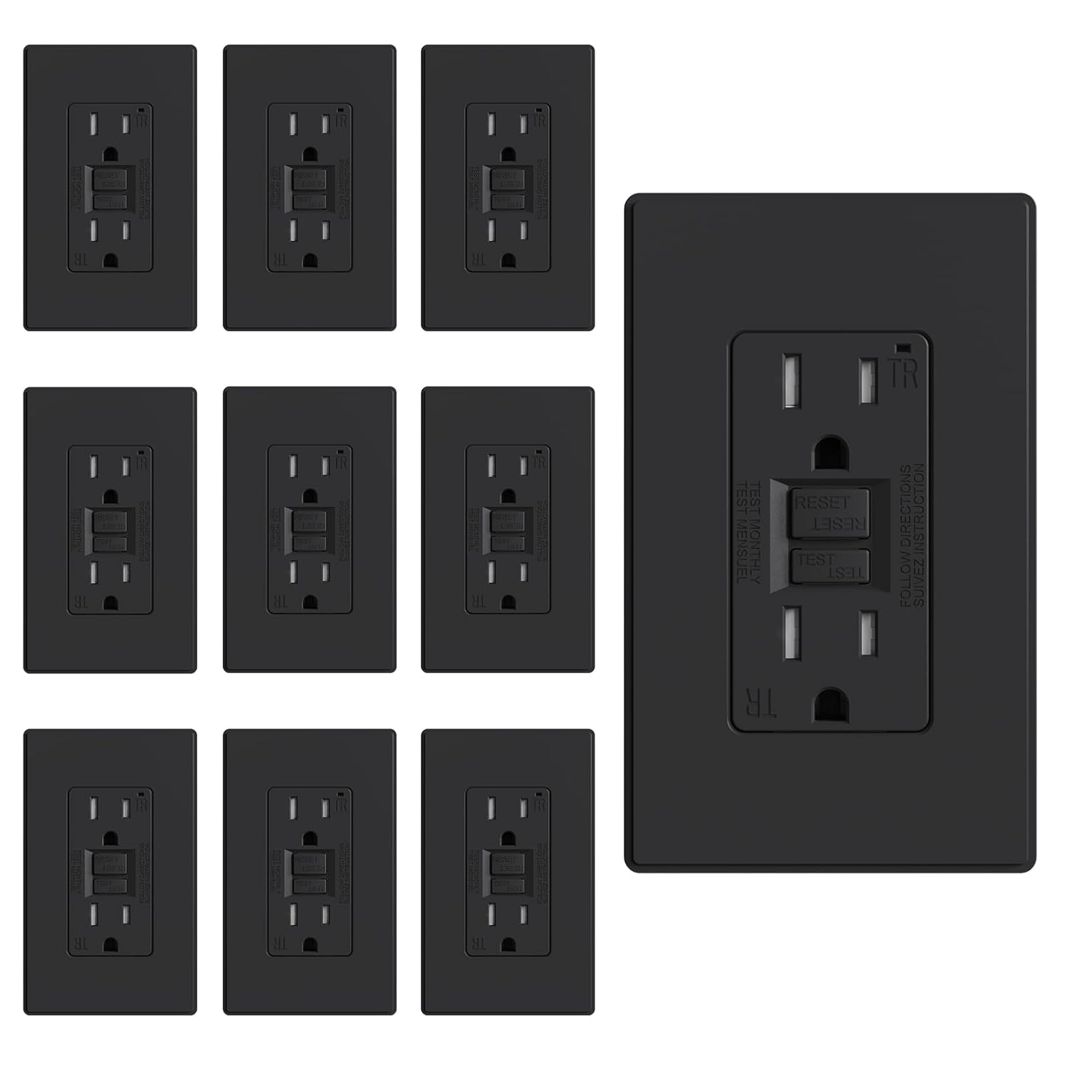 ELEGRP GFCI Outlet 15 Amp with Self-Test and Tamper Resistance