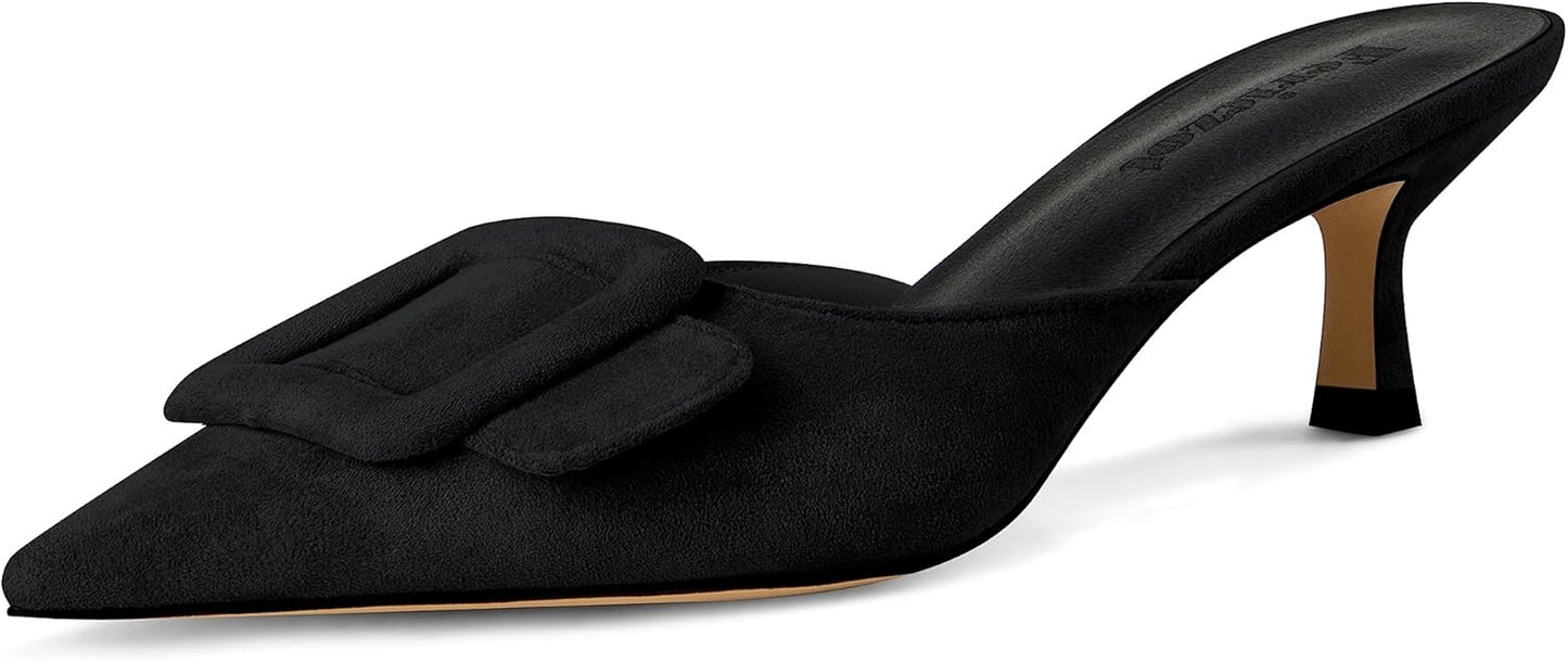 Fericzot Mule Slippers for Women with Kitten Heels and Comfort