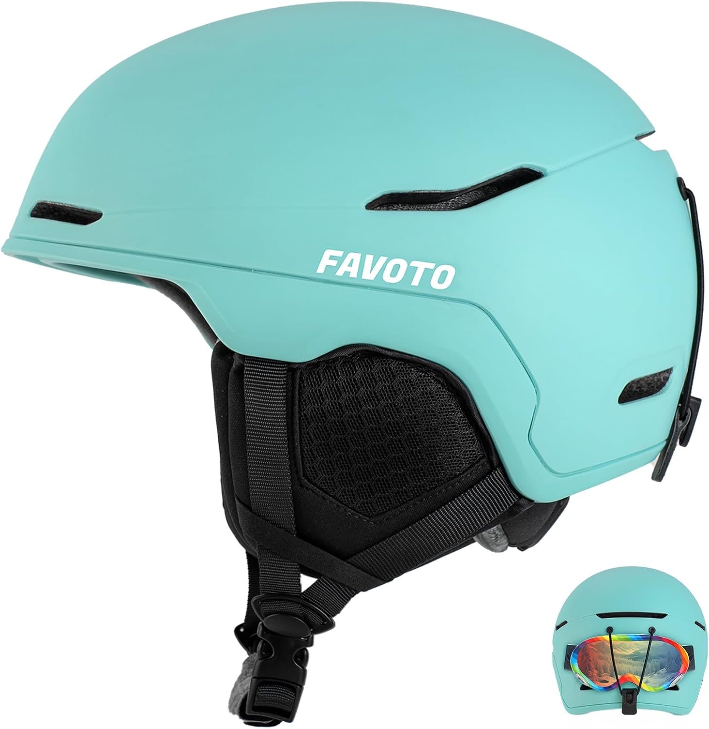 Favoto Black Ski Helmet - Windproof Protection
