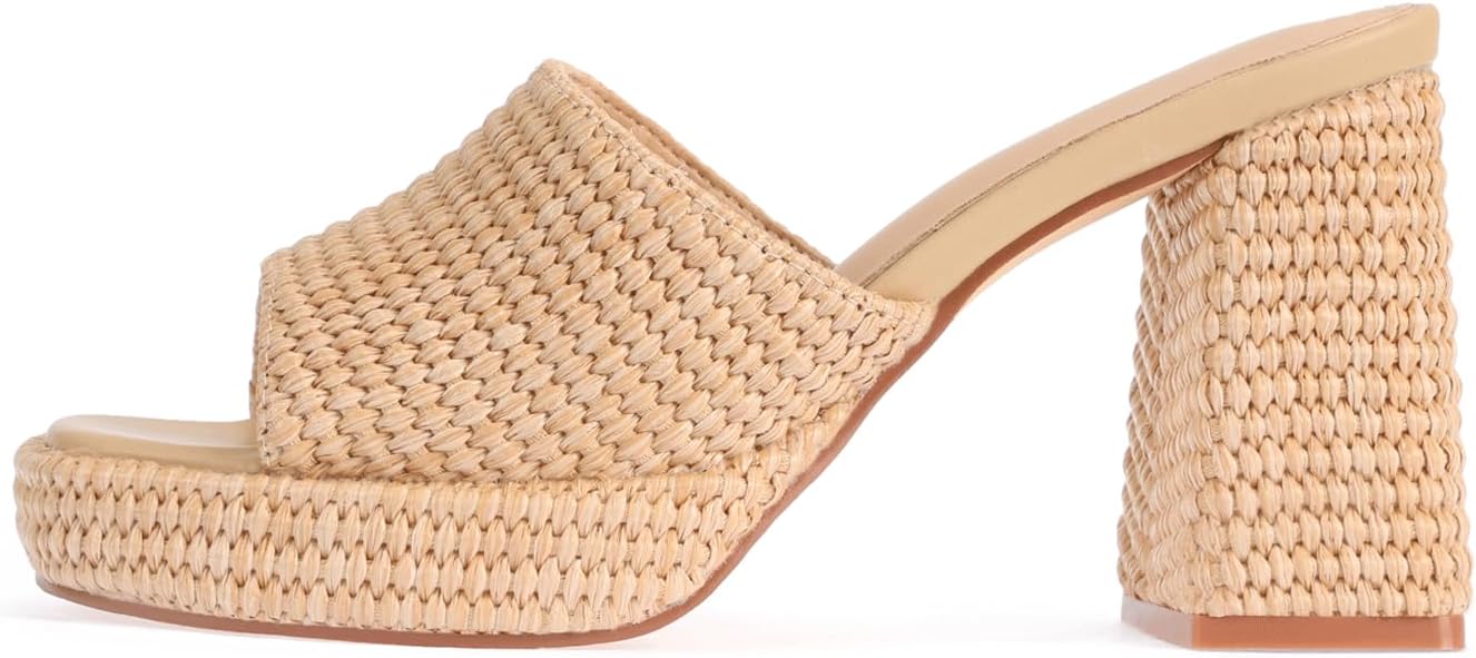 Monrovia Raffia Heeled Sandals for Women - Stylish Summer Footwear