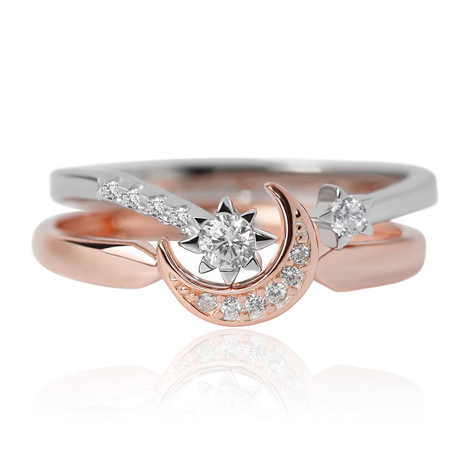 Celestial Moon and Star Ring Set for Women and Teen Girls