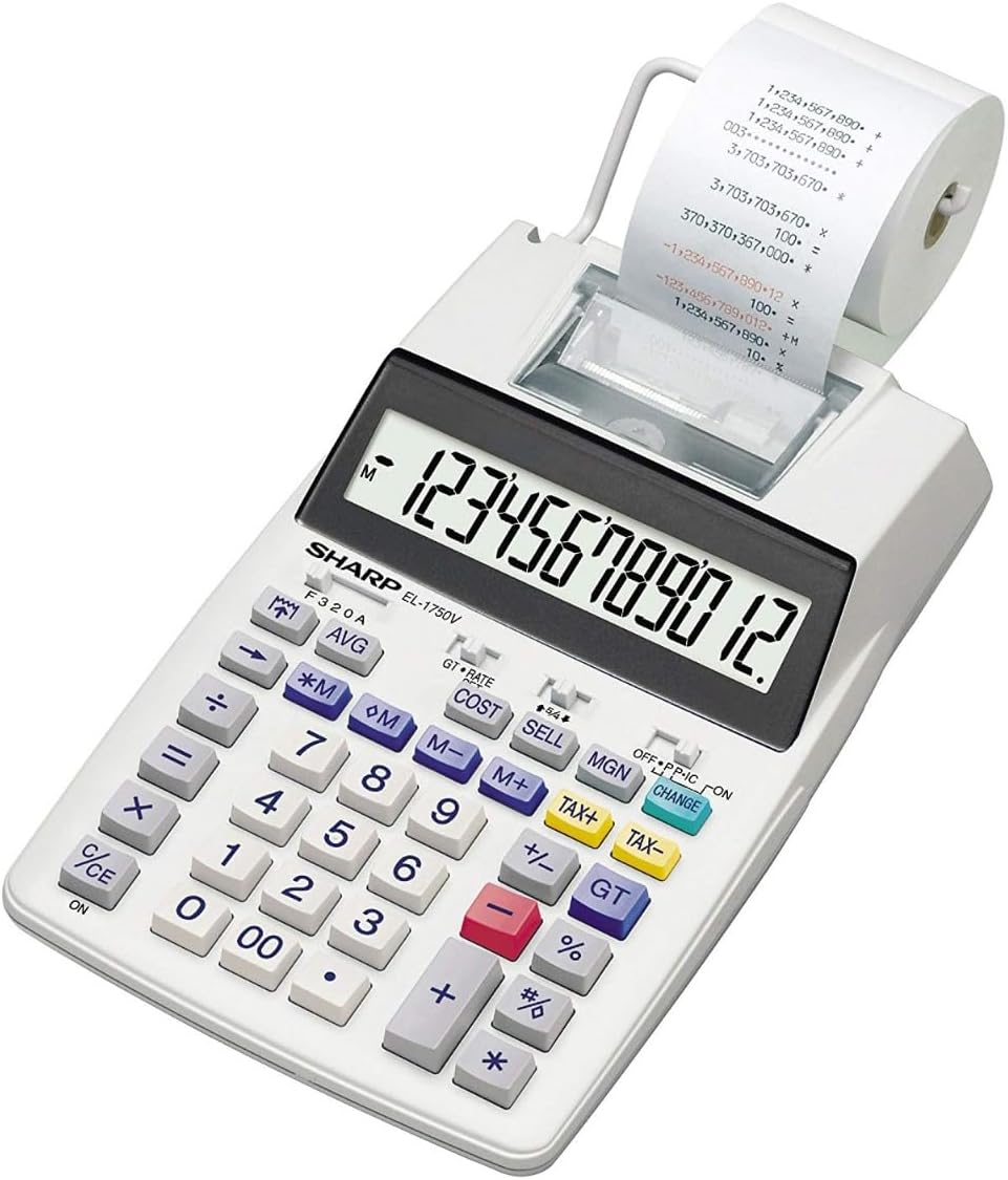 Sharp SH-EL1750V Printing Calculator with 12-Digit Display