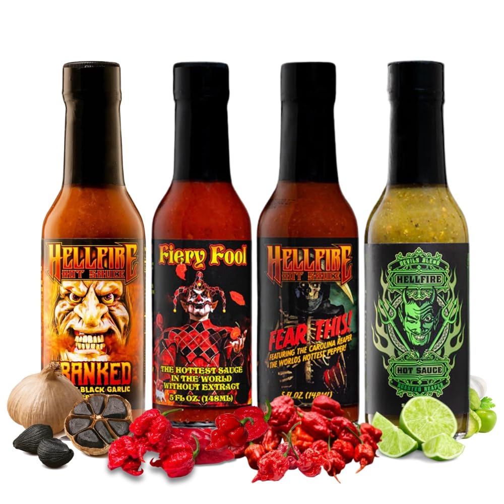 Hellfire Hot Sauce Gift Pack - 4 Extreme Flavors to Try