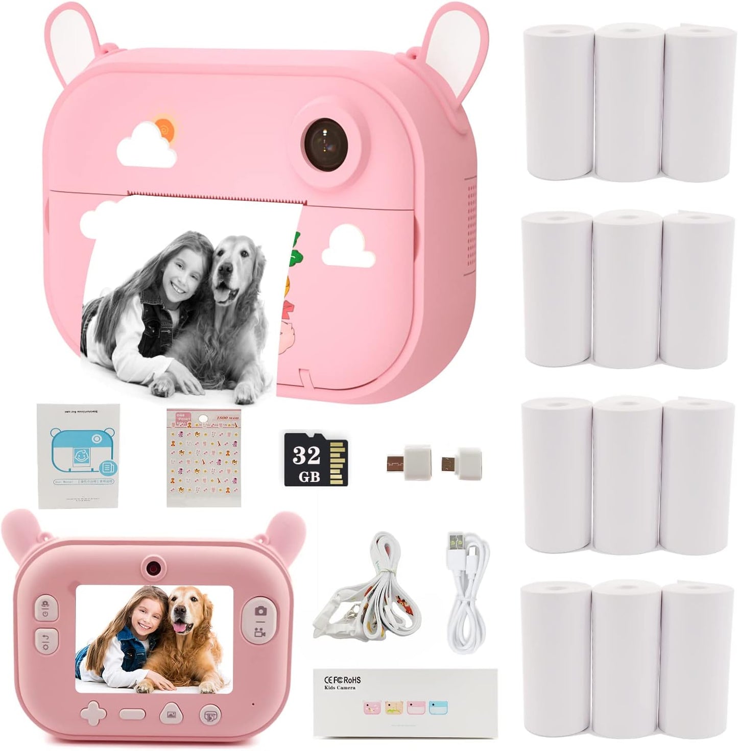Instant Print Kids Camera with Refill Paper - Creative Gift