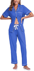 100% Cotton Women's Pajama Set - Button Down Short Sleeve and Long
