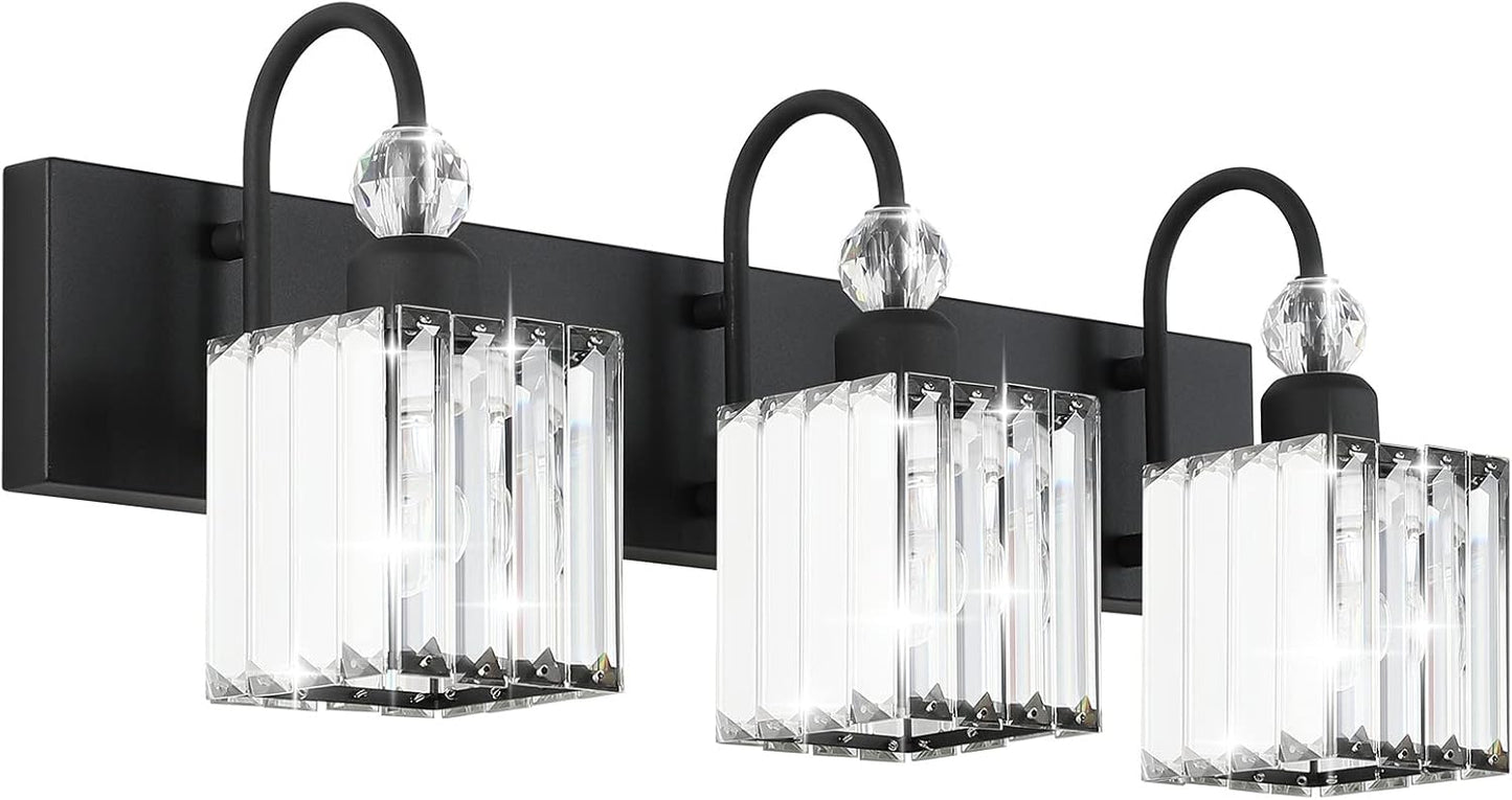 Modern Crystal Black Vanity Light for Elegant Bathroom Decor