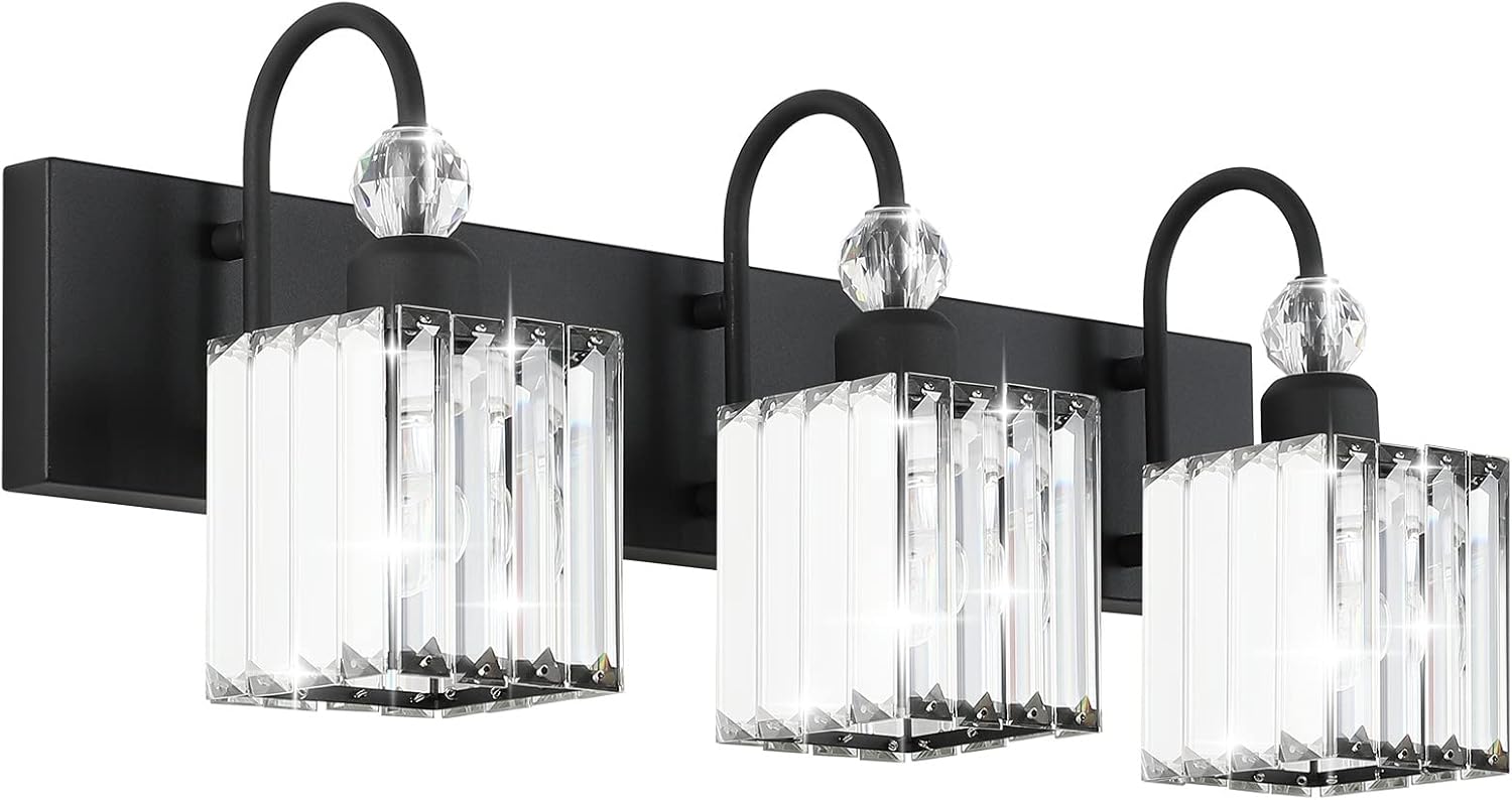 Modern Crystal Black Vanity Light for Elegant Bathroom Decor