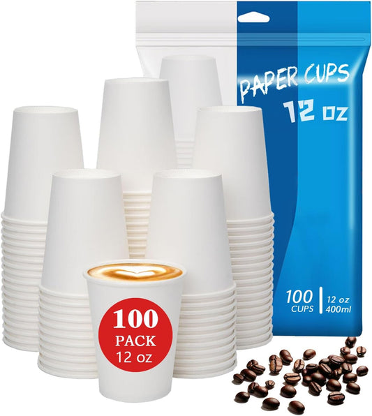 100-Count Leak-Proof 12oz Hot Paper Coffee Cups by MOUMOULIFE