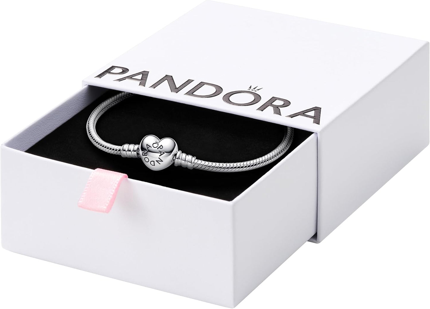PANDORA Moments Heart Clasp Snake Chain Bracelet for Charms