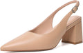 Mostrin Block Slingback Heels for Women - Chic Nude Office Pumps