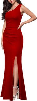 MUSHARE One Shoulder Mermaid Bodycon Dress - Elegant Long Split