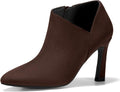 Coutgo Womens Pointed Toe V Cut Ankle Boots Kitten