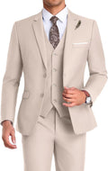 Men Suit 3 Pieces Slim Fit Groomsmen Tuxedo with Tie