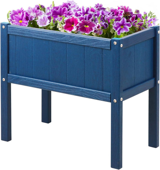 Small HDPE Raised Garden Bed for Herbs and Flowers in Navy Blue