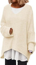 Womens Oversized V Neck Sweater - Slouchy Batwing Pullover Women's