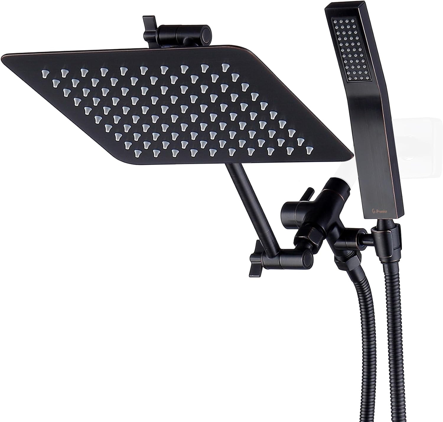 G-Promise All Metal 10 Inch Dual Square Shower Head Combo