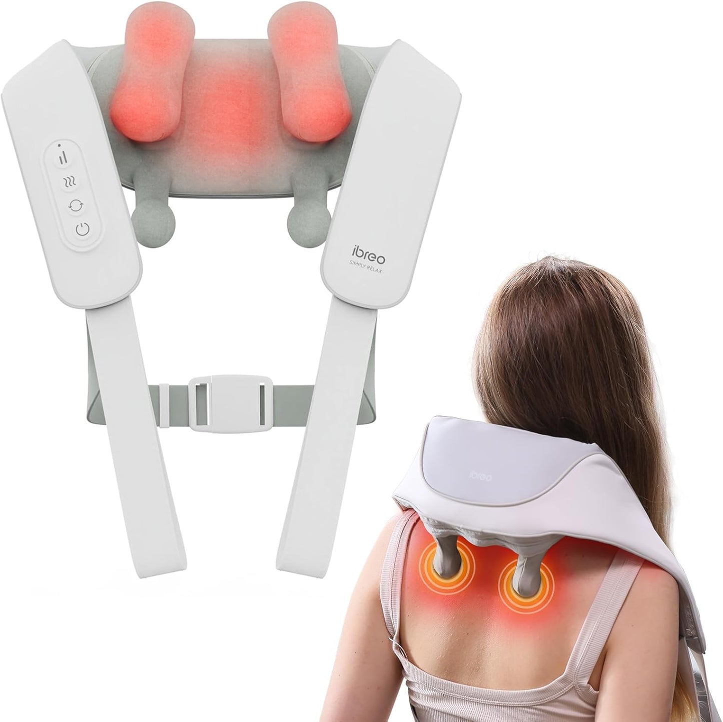 Cordless Shiatsu Neck and Back Massager with Heat for Relief