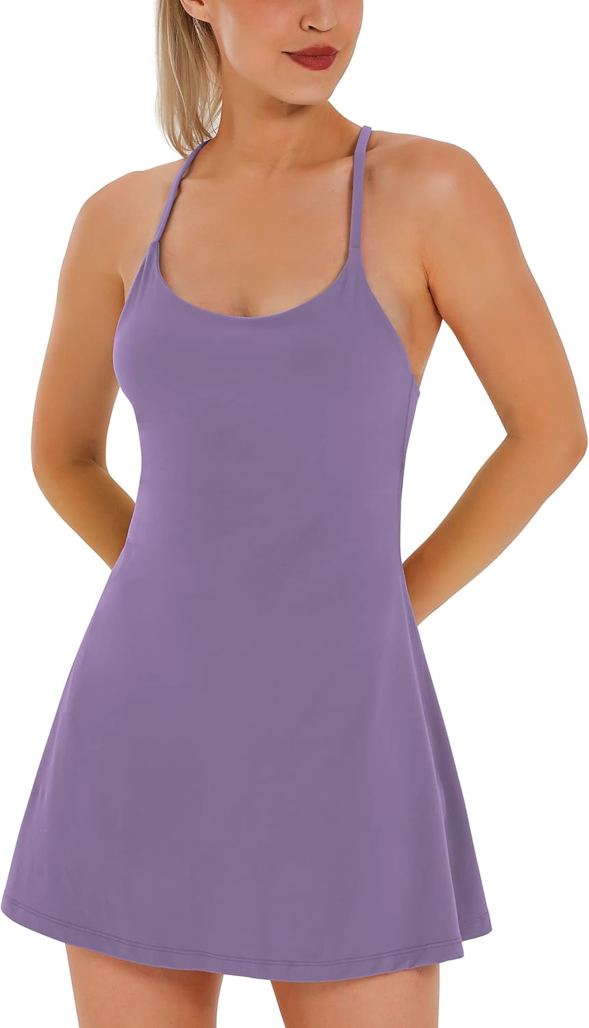 Womens Tennis Dress with Built-in Bra & Shorts for Summer Fun