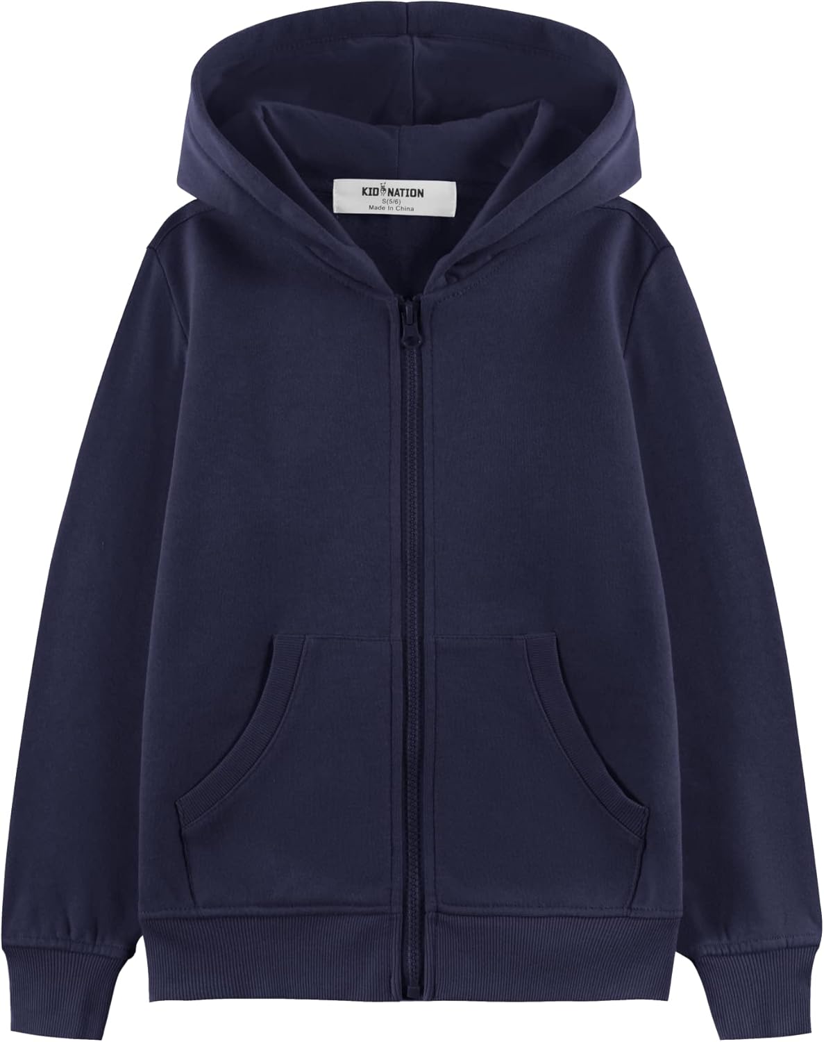 Kid Nation Soft Brushed Fleece Zip-Up Hoodie for Kids 4-12