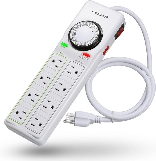 Fosmon Power Strip with Timer - 8 Outlets, Programmable for Light & Power Control