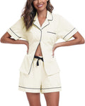 COLORFULLEAF Womens 100% Cotton Pajamas Set - Comfortable Summer PJs