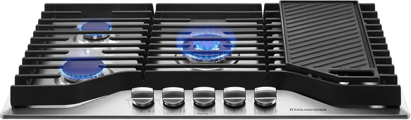 GASLAND Master 36 Inch Gas Cooktop with Griddle PRO GH3905SS1FC