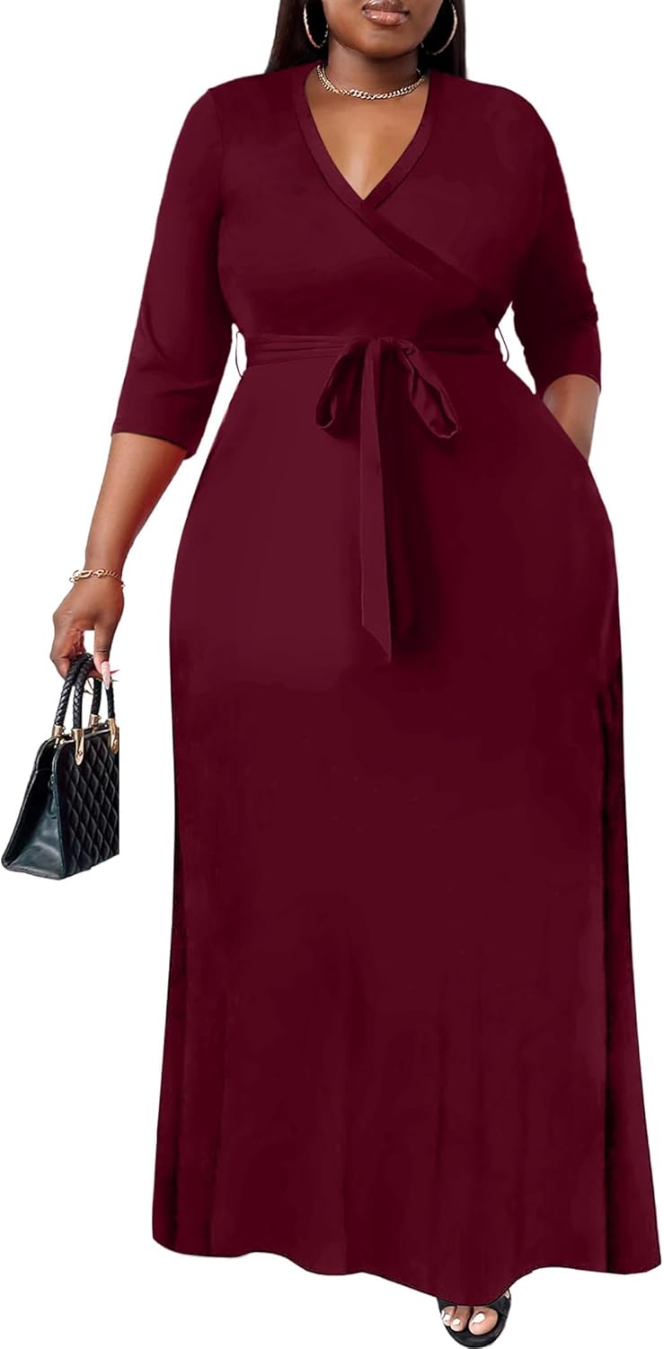 Plus Size Maxi Dress for Women - Floral Flowy Long Dress