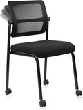 CLATINA Stacking Armless Office Waiting Room Chair with Wheels