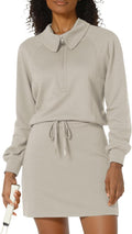 Women's Athletic 2-Piece Skort Tracksuit Set - Half Zip Sweatshirt