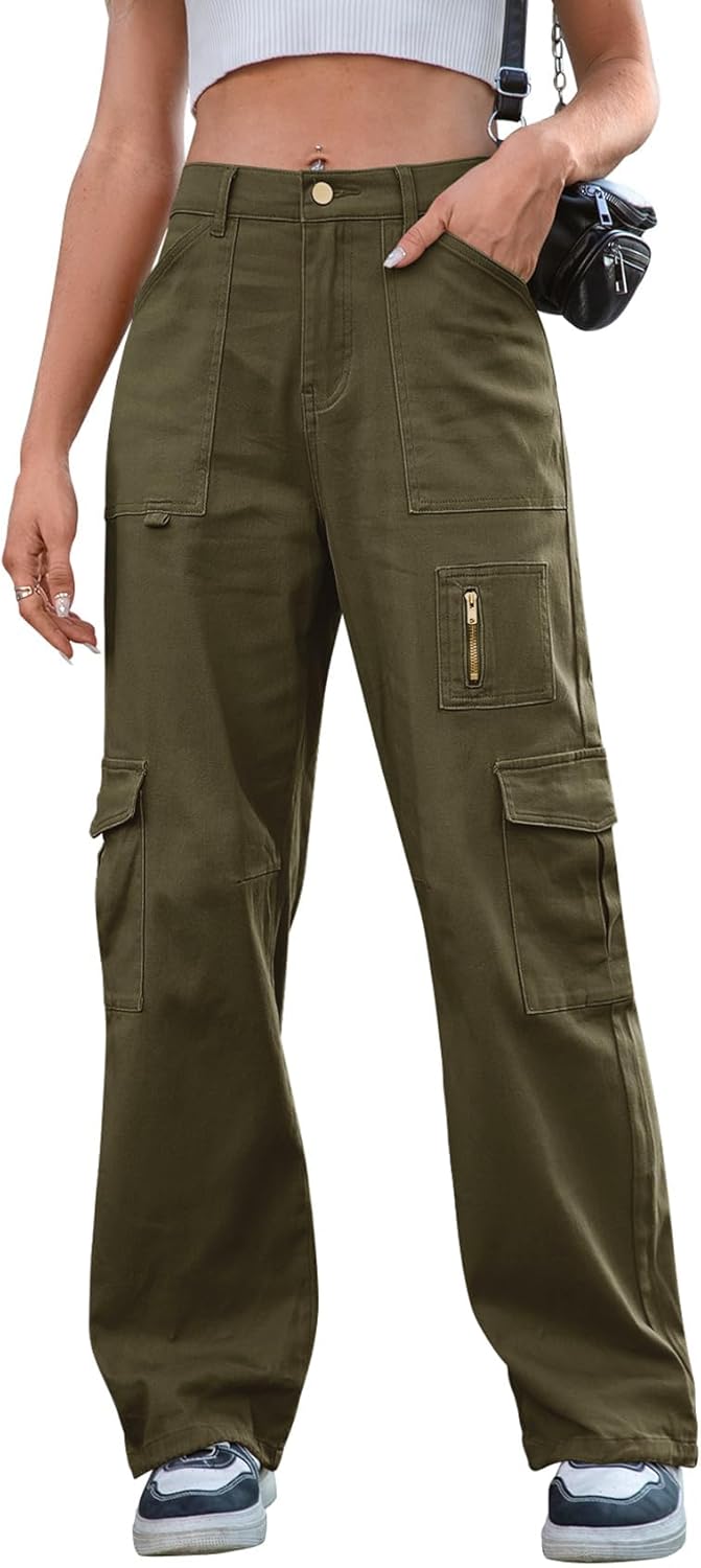 IVIR Cargo Pants for Women High Waist Wide Leg Casual Style