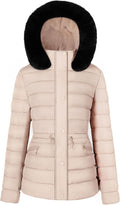 BodiLove Women's Fur Hooded Thickened Jacket with Fleece Lining - Cozy