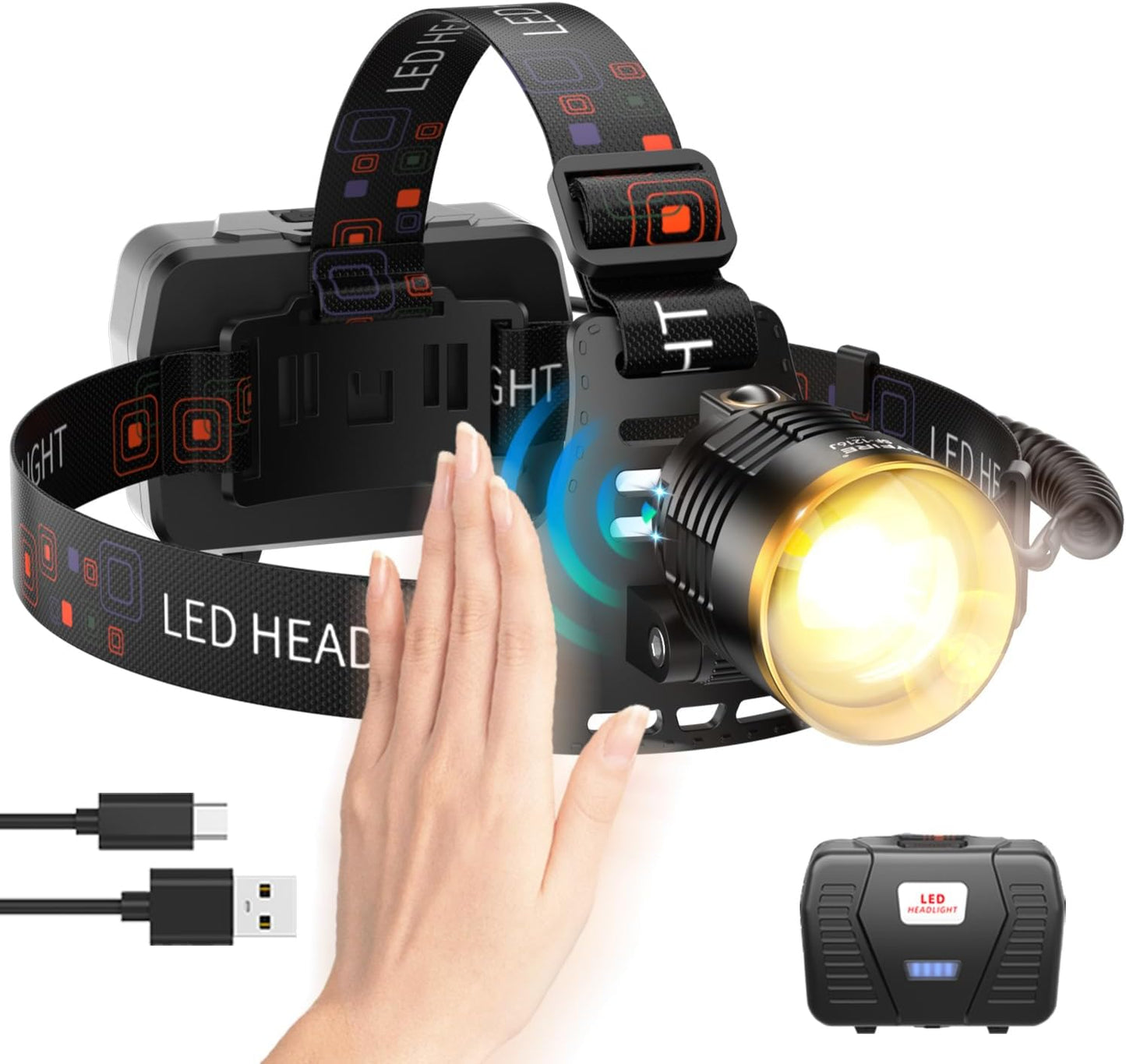 SKYFIRE 3000 Lumens Rechargeable Headlamp for Outdoor Adventures
