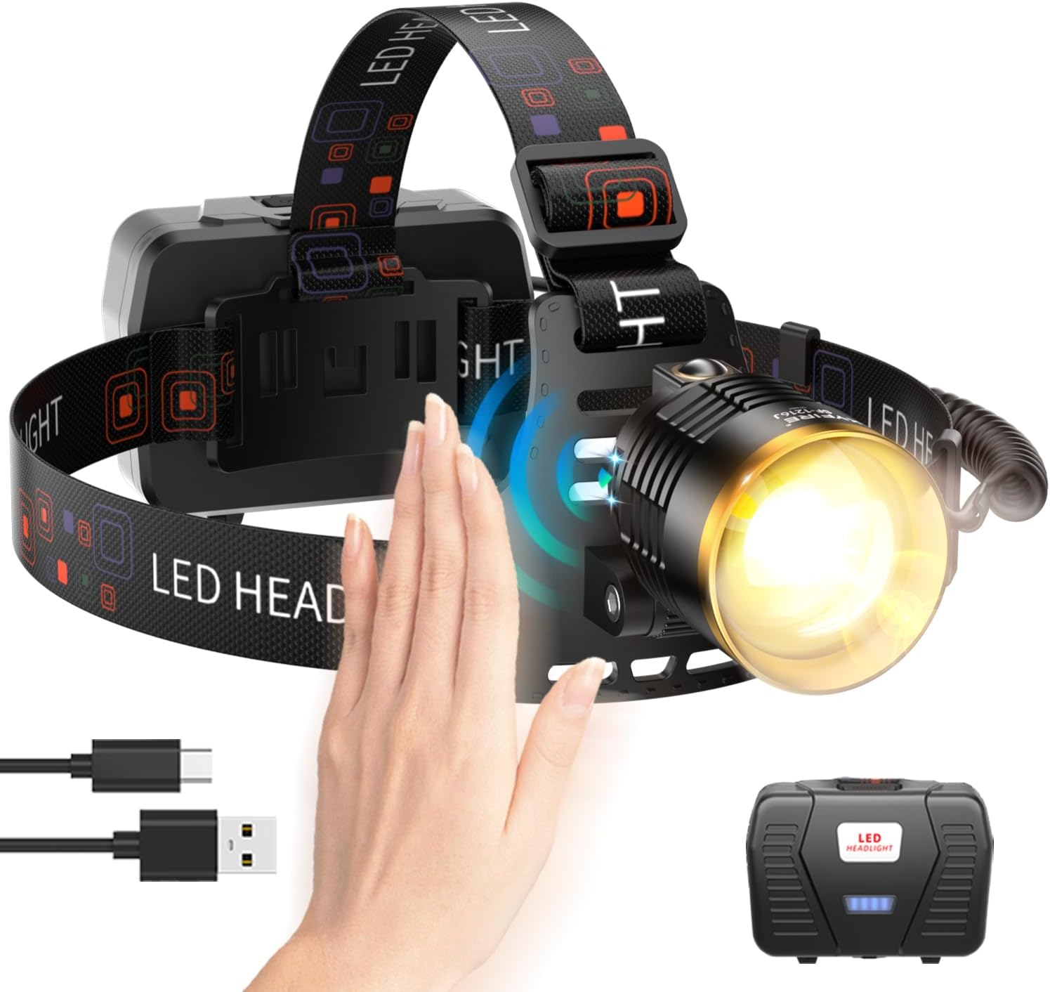 SKYFIRE 3000 Lumens Rechargeable Headlamp for Outdoor Adventures
