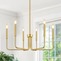 Brass Gold Chandelier 6-Light Farmhouse Chandelier - Rustic Vintage