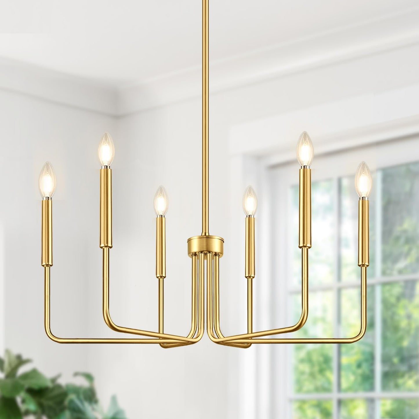 Brass Gold Chandelier Light Fixture for Dining Room and More