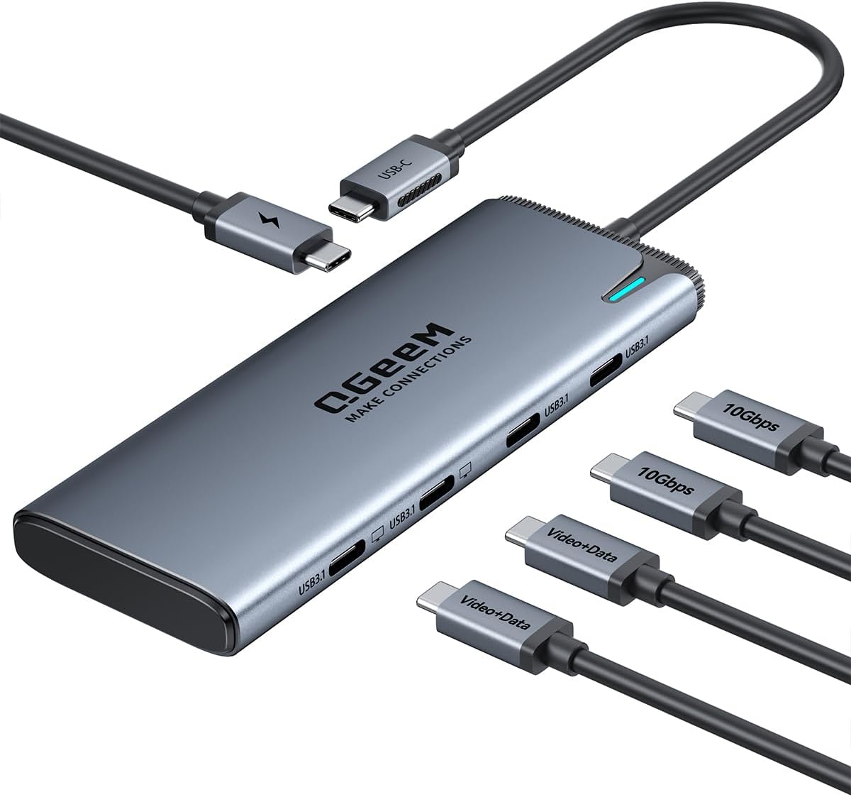 QGeeM USB C Hub 5 in 1 Adapter for 8K and Dual 4K Displays