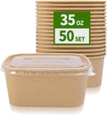 50 Pack 35 oz Paper Food Containers with Lids - Meal Prep & Takeout