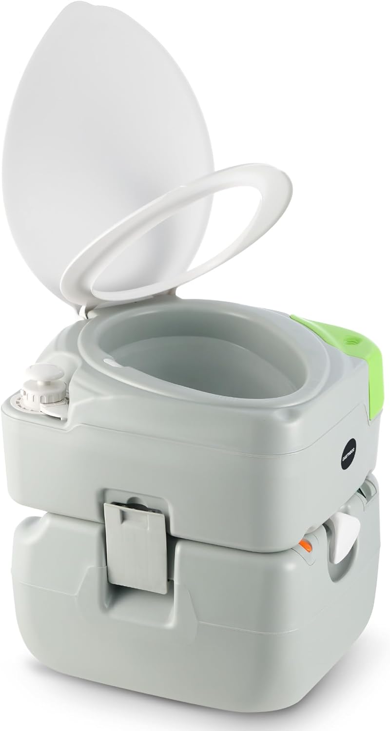 DARTMOOR Portable Toilet: Diagonal Seating, 5.8 gal. Camping Essential