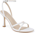 Mostrin Strappy Heels for Women Silver Stiletto - 10cm Elegant Lift