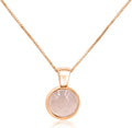 Real Gemstone 8mm Bezel Pendant Chain Necklace - Citrine