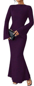 Narecte Fall Maxi Dress 2025 Boho Flare Sleeve Bodycon - Elegant Fit 1