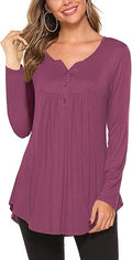 Halife Women's Casual Henley V-Neck Tunic Shirt - Loose, Layerable